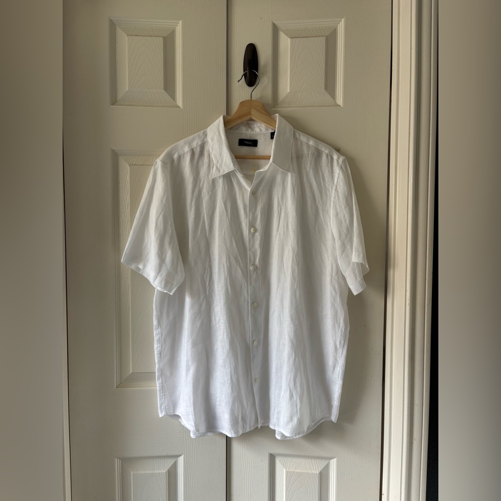 Theory Irving Short Sleeve Linen button up shirt - Picture 2 of 6